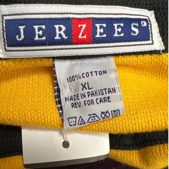 Vintage Jerzees Mens Polo Shirts with Checkers Sleeves Size XL Yellow - Picture 5 of 5